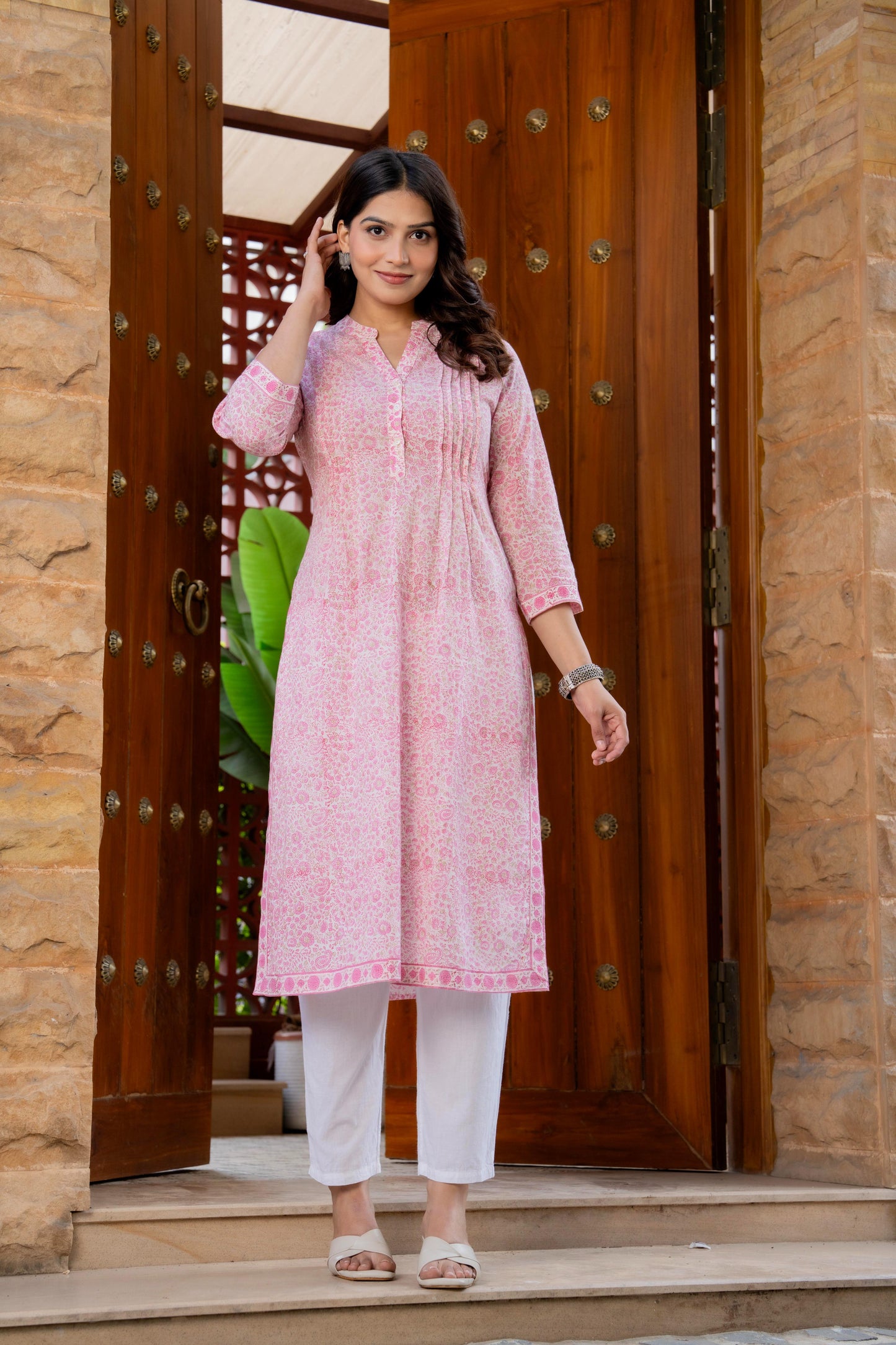 Elegance Charm Cotton Block Print Top