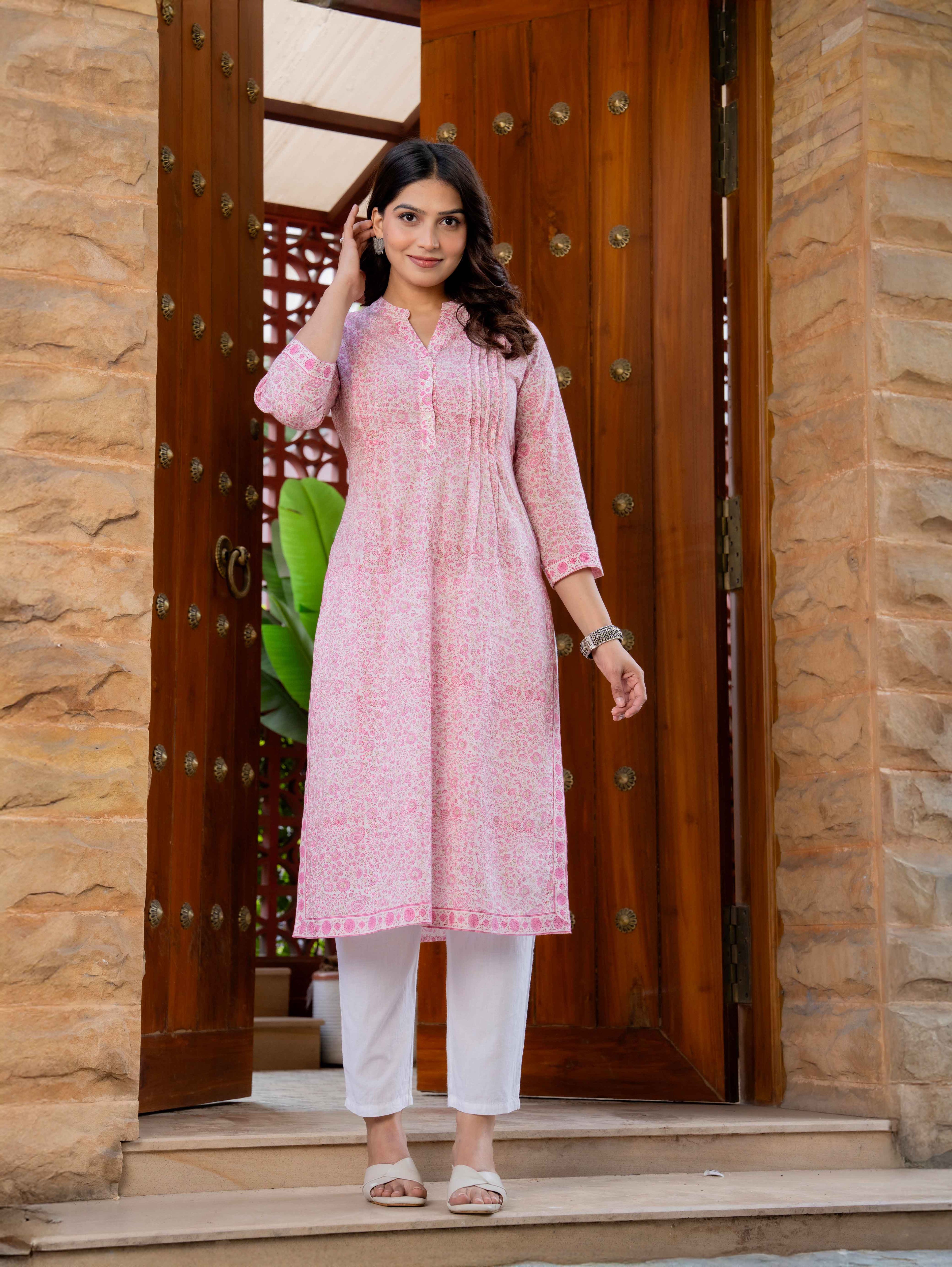 Elegance Charm Cotton Block Print Top