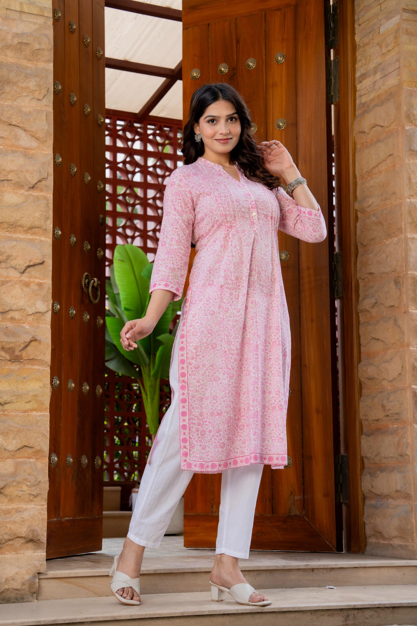 Elegance Charm Cotton Block Print Top