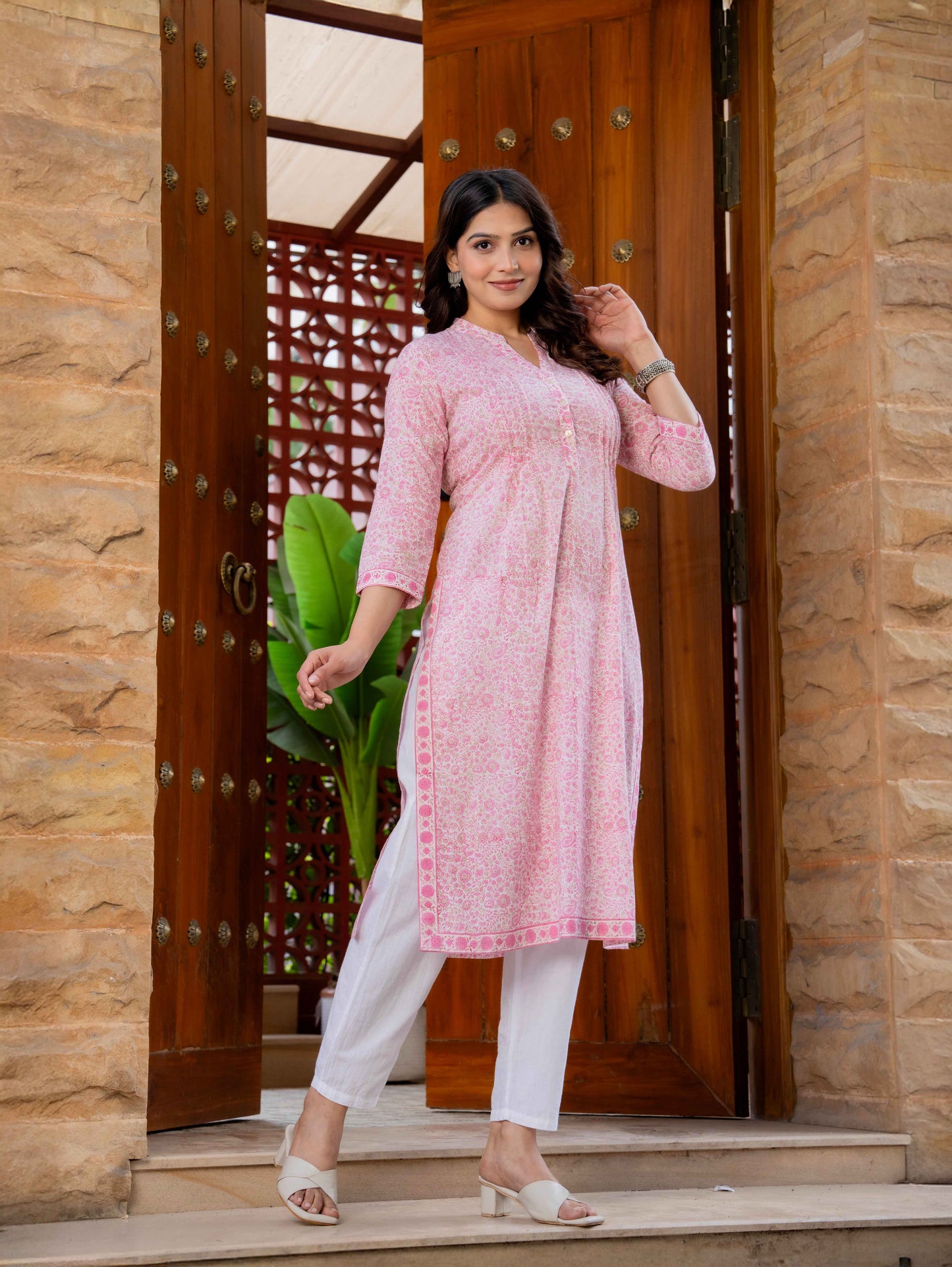 Elegance Charm Cotton Block Print Top