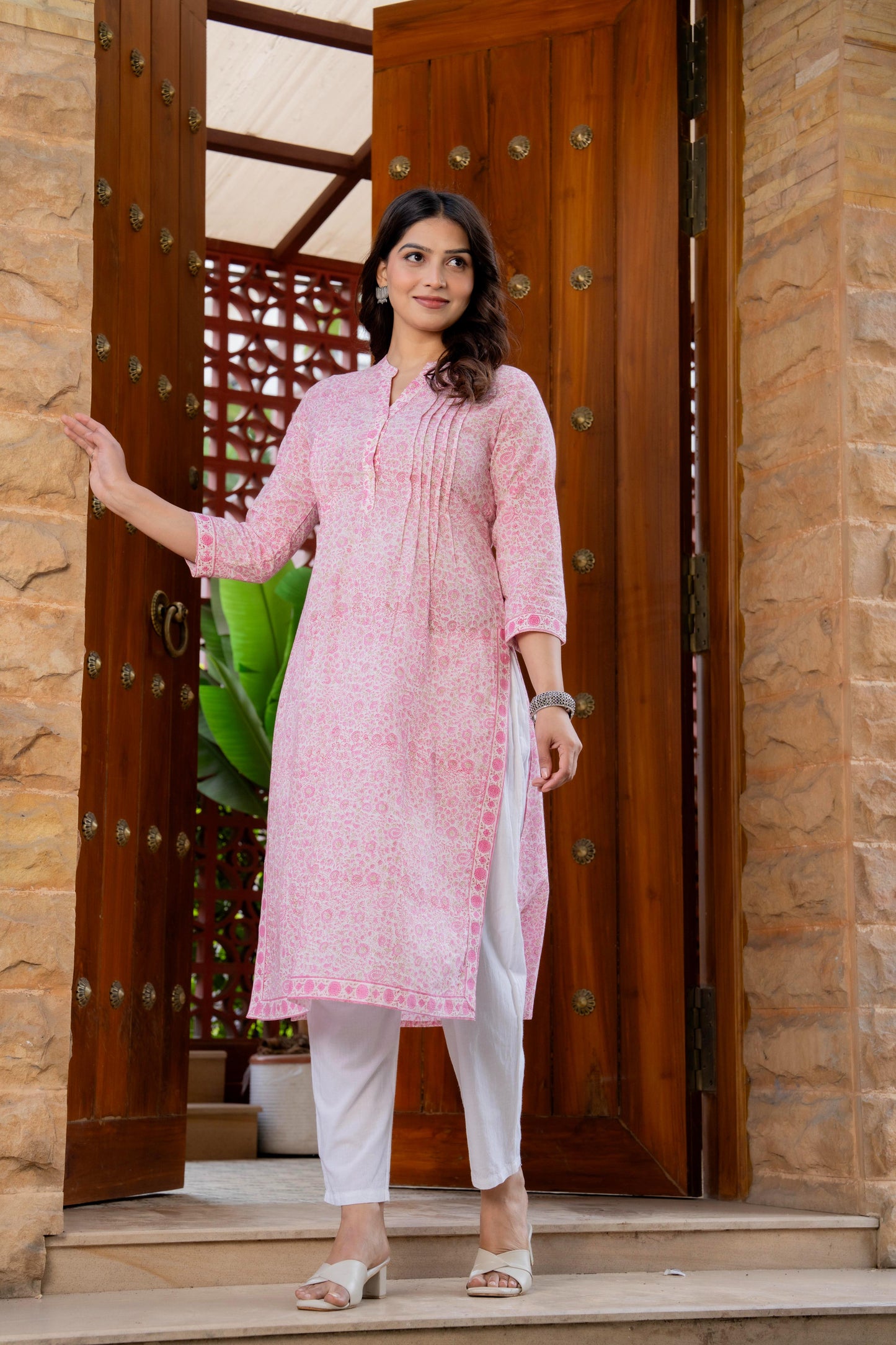 Elegance Charm Cotton Block Print Top