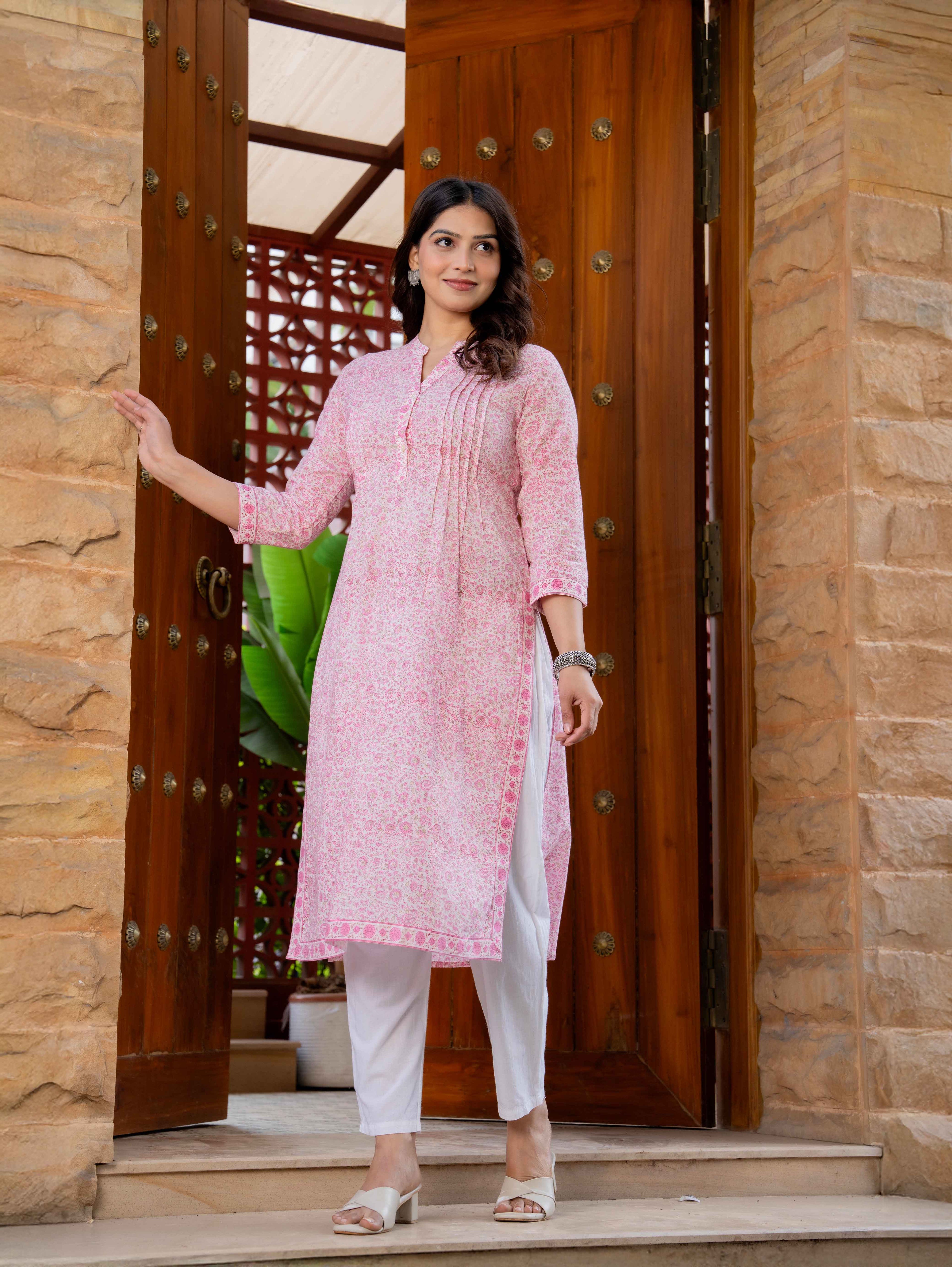 Elegance Charm Cotton Block Print Top