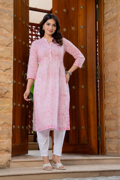 Elegance Charm Cotton Block Print Top