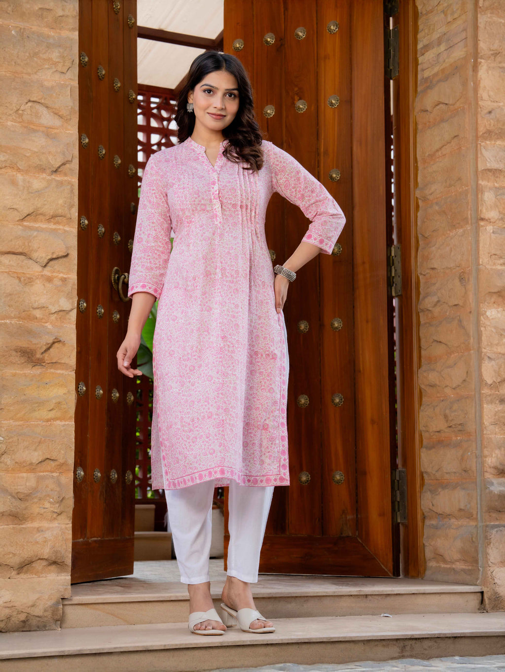 Elegance Charm Cotton Block Print Top