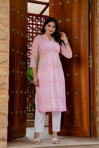 Elegance Charm Cotton Block Print Top