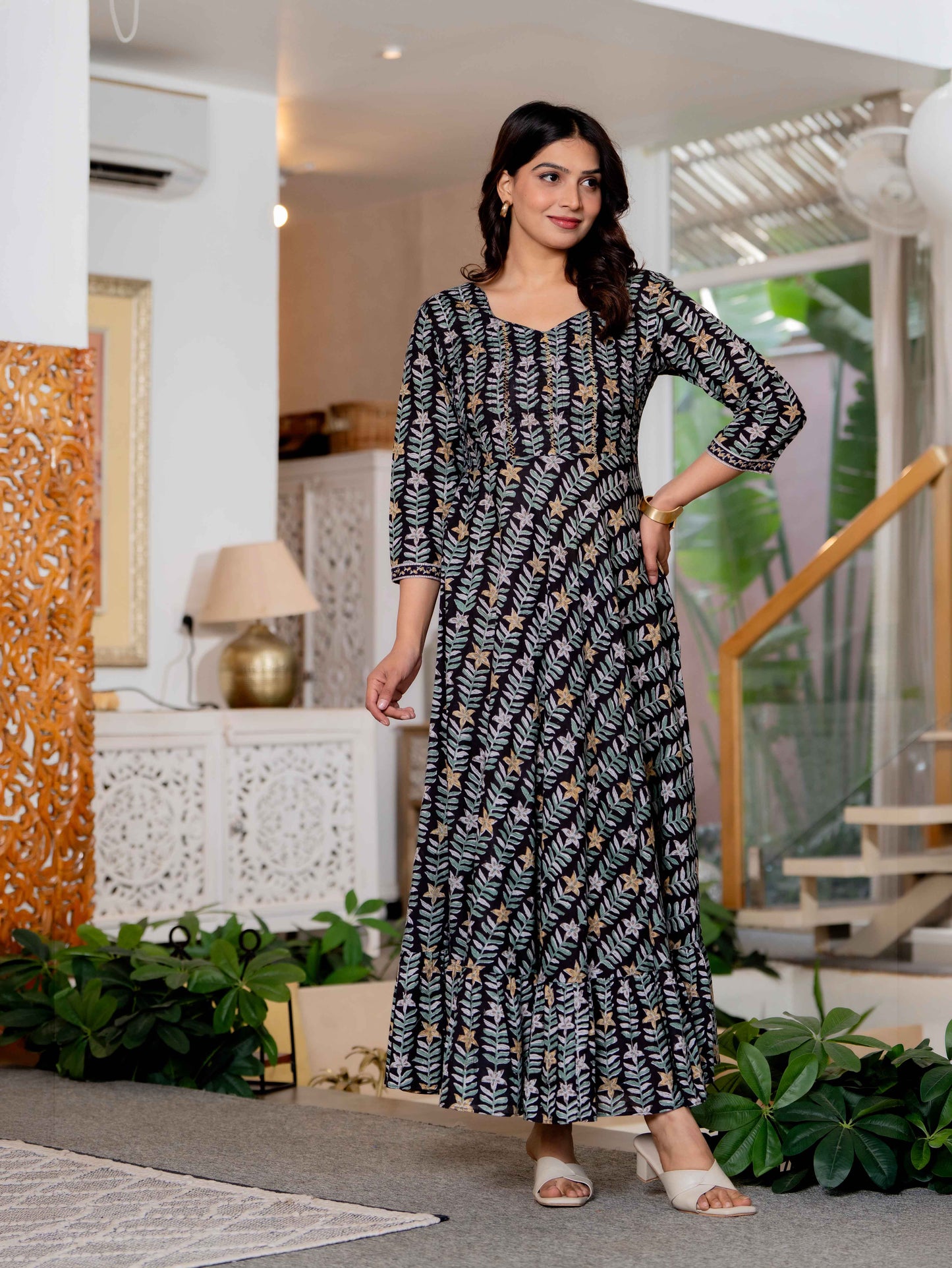 Hand Block Printed Cotton Long Dress -the heritage