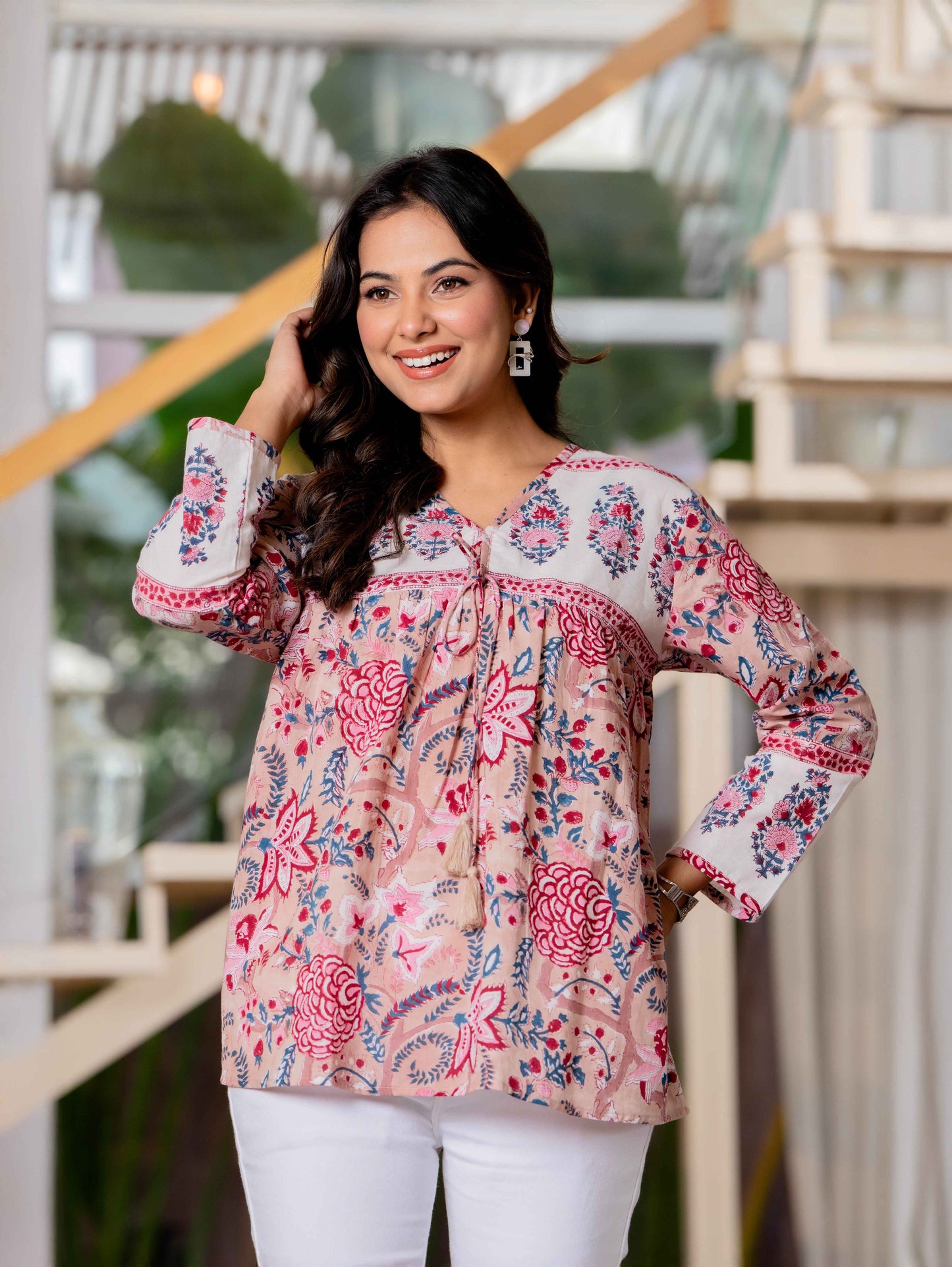 Floral Block print Soft Cotton Short Top