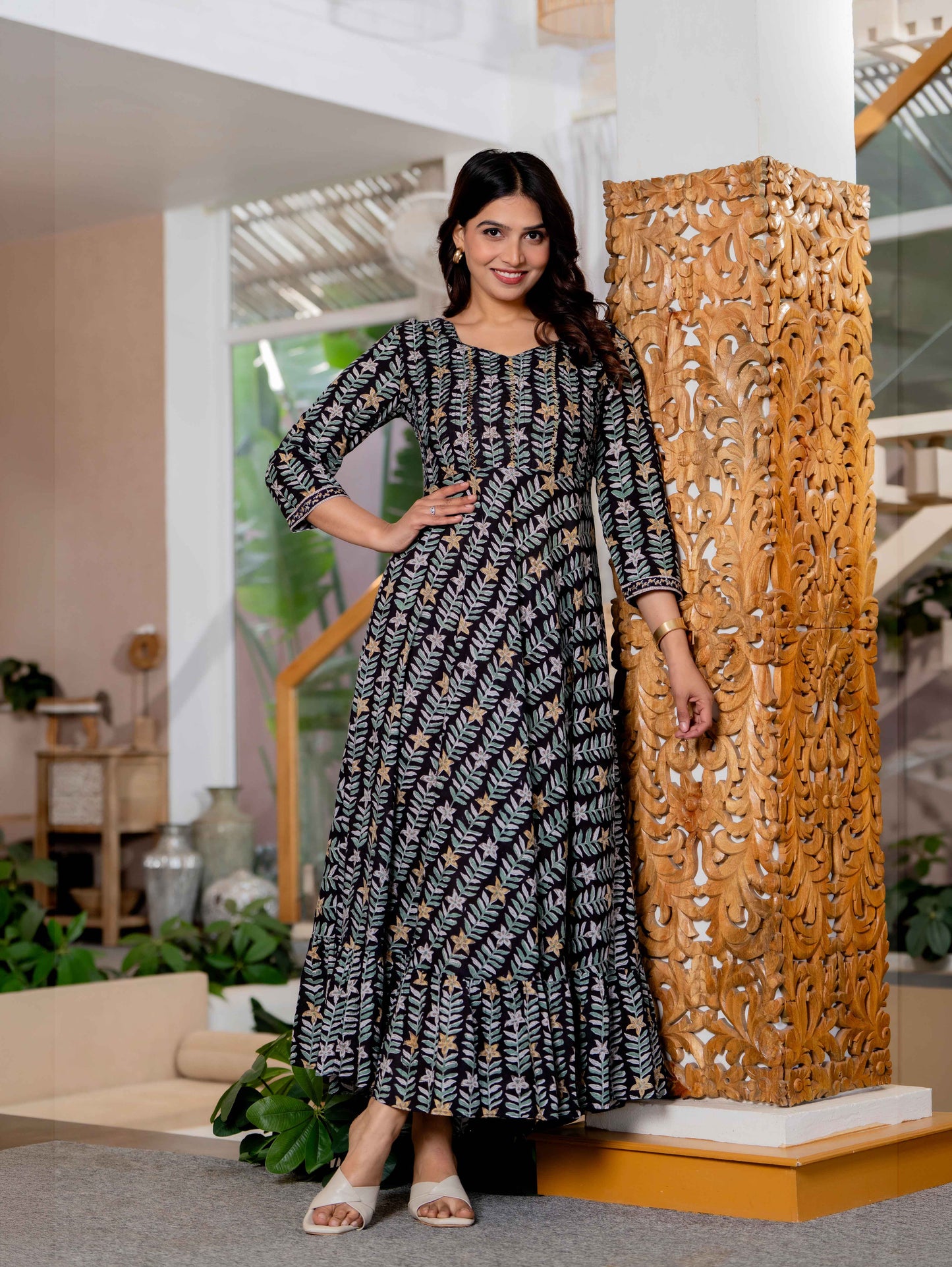 Hand Block Printed Cotton Long Dress -the heritage