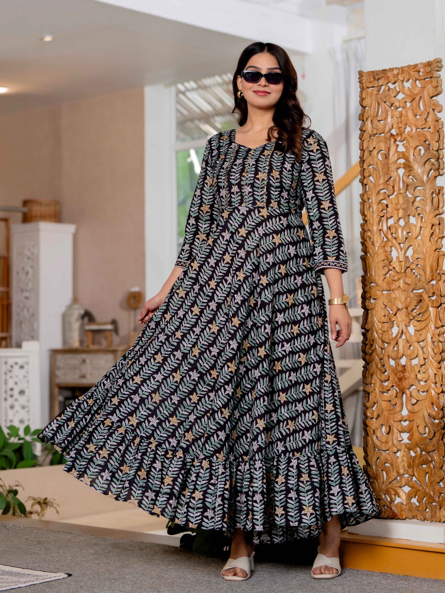 Hand Block Printed Cotton Long Dress -the heritage