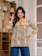 Floral Block print Soft Cotton Short Top
