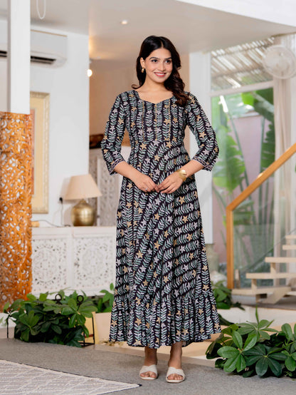 Hand Block Printed Cotton Long Dress -the heritage