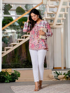 Floral Block print Soft Cotton Short Top