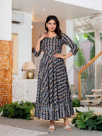 Hand Block Printed Cotton Long Dress -the heritage
