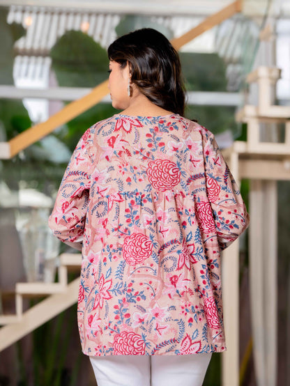 Floral Block print Soft Cotton Short Top