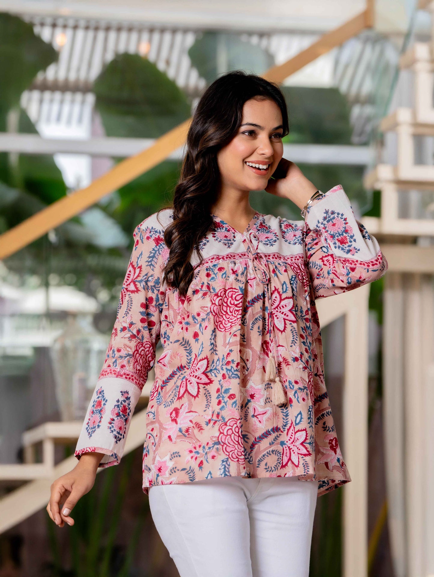 Floral Block print Soft Cotton Short Top