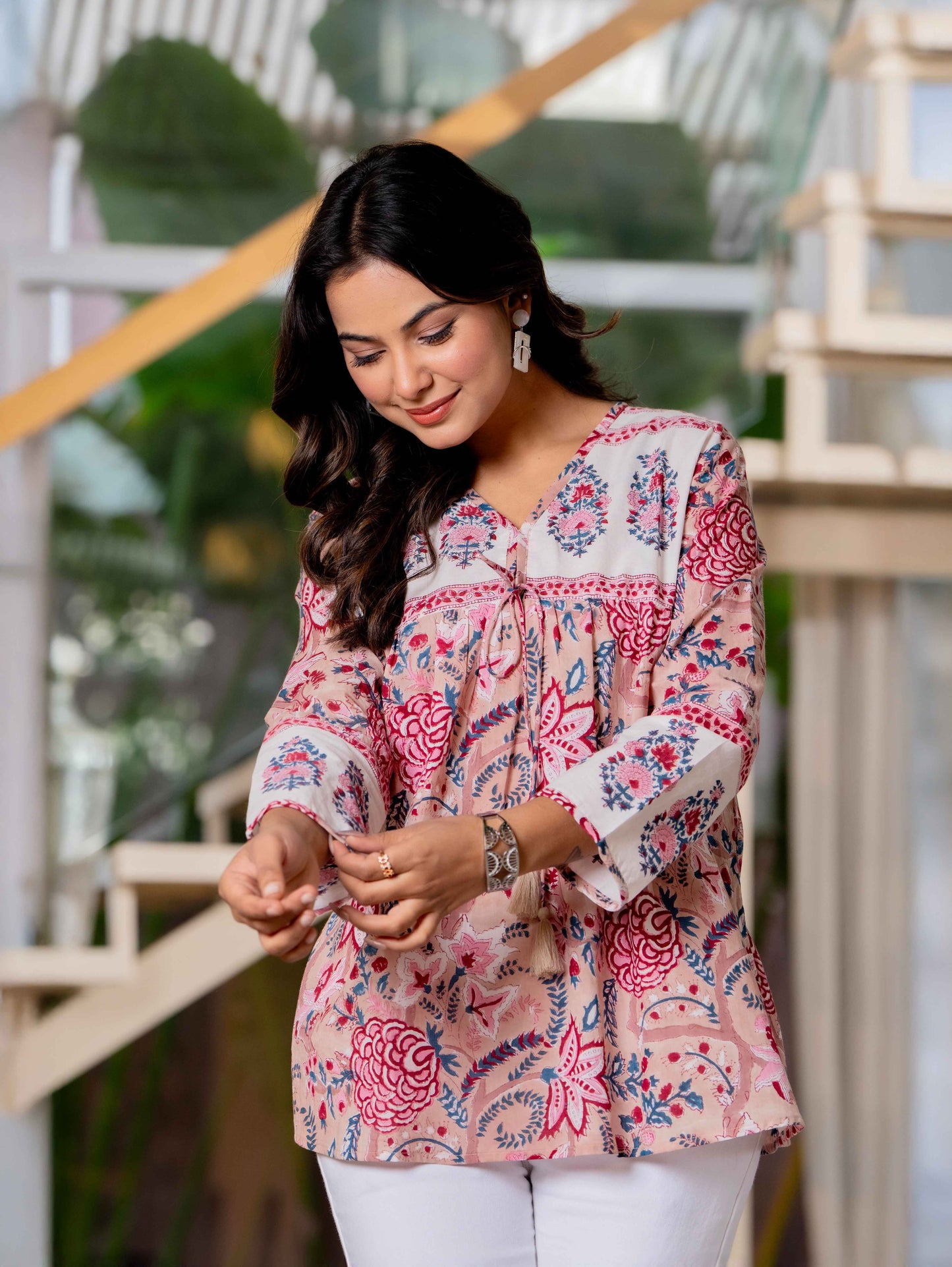 Floral Block print Soft Cotton Short Top