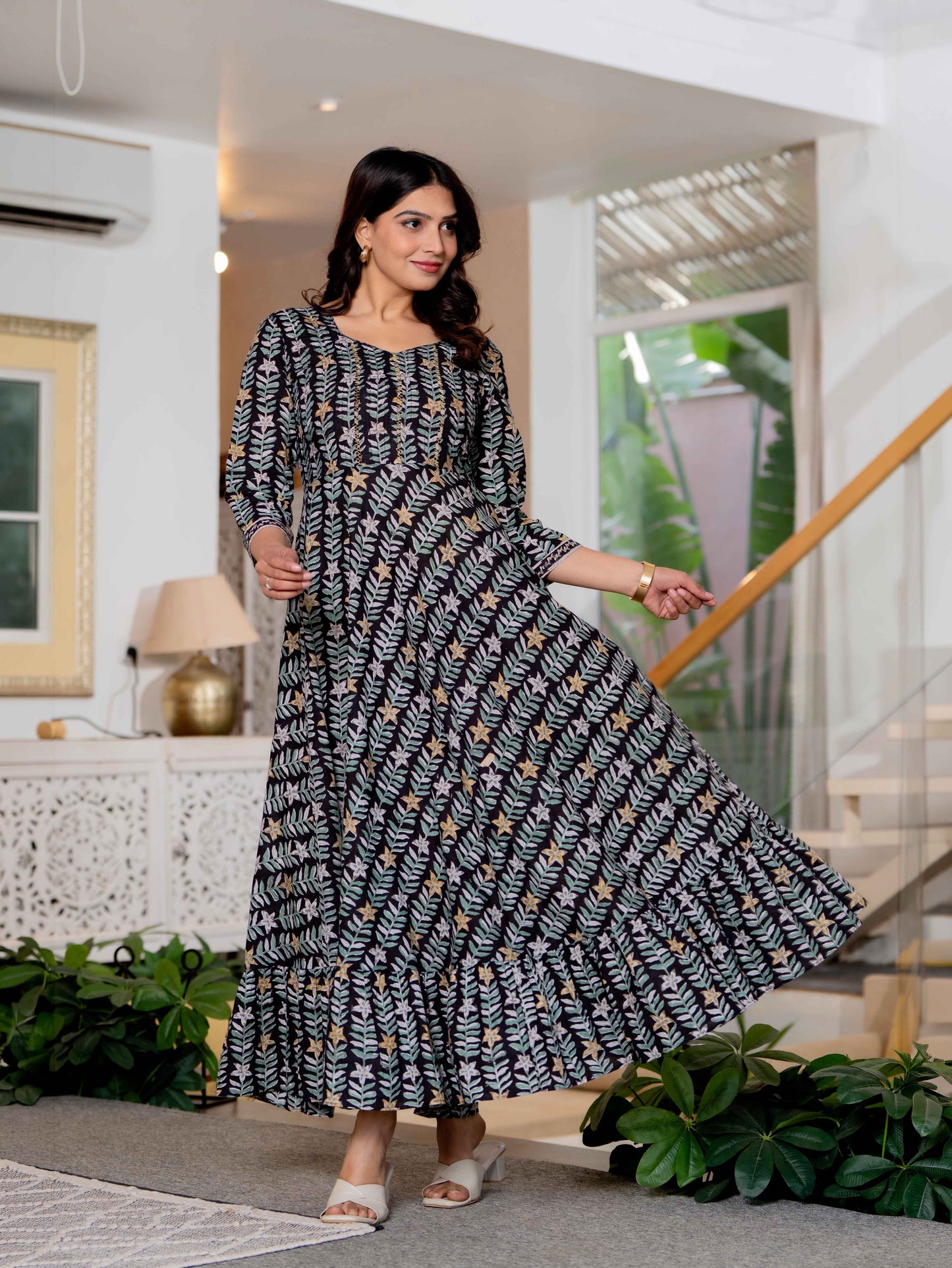 Hand Block Printed Cotton Long Dress -the heritage