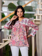 Floral Block print Soft Cotton Short Top