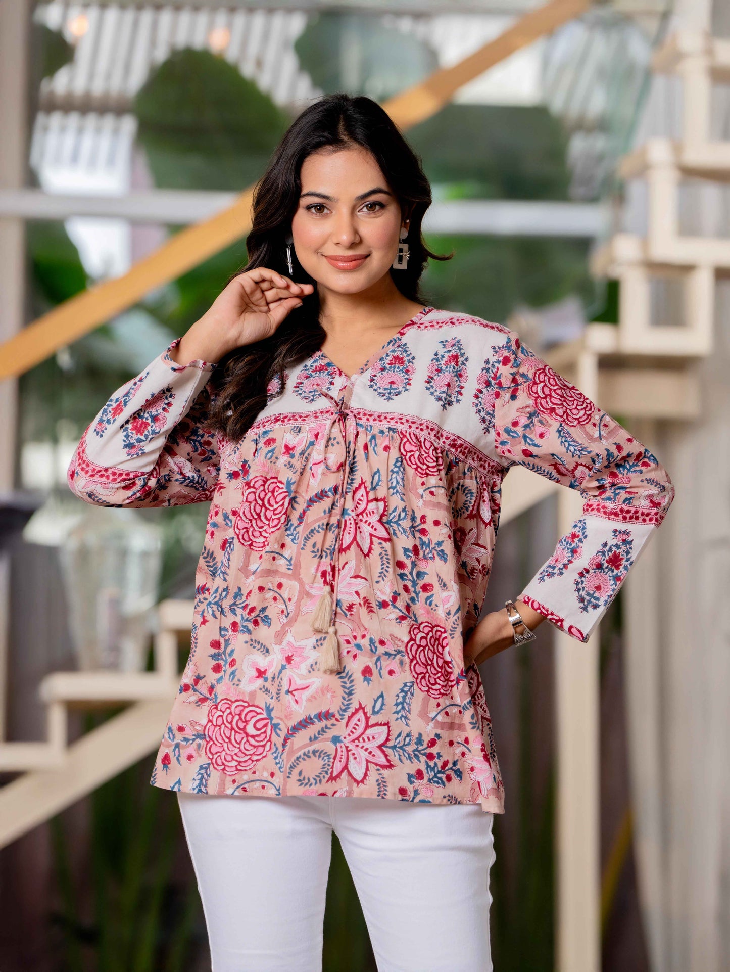 Floral Block print Soft Cotton Short Top