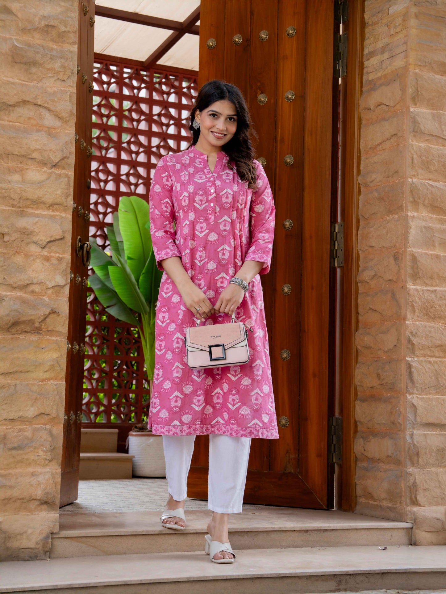 Elegance Charm Cotton Block Print Top