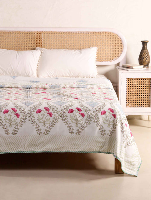 CLASSIC MUGHAL BALE HAND HAND BLOCK PRINT REVERSIBLE COTTON DOHARS