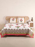 ROYAL RED POPPY HAND BLOCK PRINT QUILTED BEDCOVER /COMFORTER
