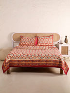 RED RUSTIC RUBY HAND BLOCK PRINT QUILTED BEDCOVER /COMFORTER