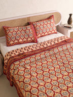 RED RUSTIC RUBY HAND BLOCK PRINT QUILTED BEDCOVER /COMFORTER