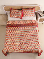 RED RUSTIC RUBY HAND BLOCK PRINT QUILTED BEDCOVER /COMFORTER