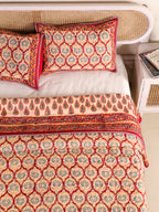 RED RUSTIC RUBY HAND BLOCK PRINT QUILTED BEDCOVER /COMFORTER
