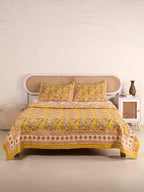 ROYAL GOLDEN GLORY HAND BLOCK PRINT QUILTED BEDCOVER /COMFORTER