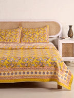 ROYAL GOLDEN GLORY HAND BLOCK PRINT QUILTED BEDCOVER /COMFORTER