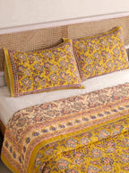 ROYAL GOLDEN GLORY HAND BLOCK PRINT QUILTED BEDCOVER /COMFORTER