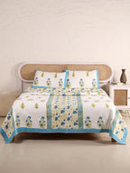 MUGHAL MEHRAB GARDEN HAND BLOCK PRINT QUILTED BEDCOVER /COMFORTER
