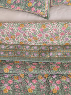 Jaipuri Hand Block Quilted Bedcover Set (with Pillow Covers)