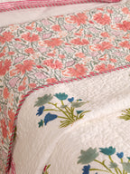 MUGHAL PINJOR BUTTA HAND BLOCK PRINT QUILTED BEDCOVER /COMFORTER