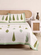 ROYAL GREEN TILAK HAND BLOCK PRINT QUILTED BEDCOVER /COMFORTER