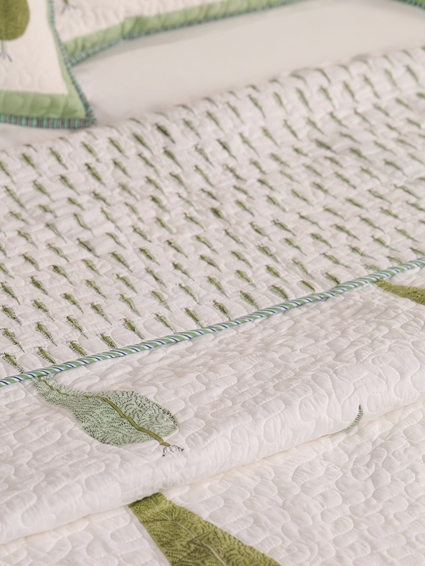 Jaipuri Hand Block Quilted Bedcover Set (with Pillow Covers)