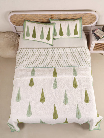 Jaipuri Hand Block Quilted Bedcover Set (with Pillow Covers)
