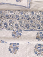 BLUE BIRD HAND BLOCK PRINT QUILTED BEDCOVER /COMFORTER