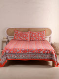 CLASSIC JAIPUR FLORAL PRINT HAND BLOCK PRINT COTTON BEDSHEET WITH PILLOW COVER