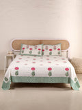Hand Block Print Jaipuri Cotton Bedsheet With Two Reversible Pillow Cover