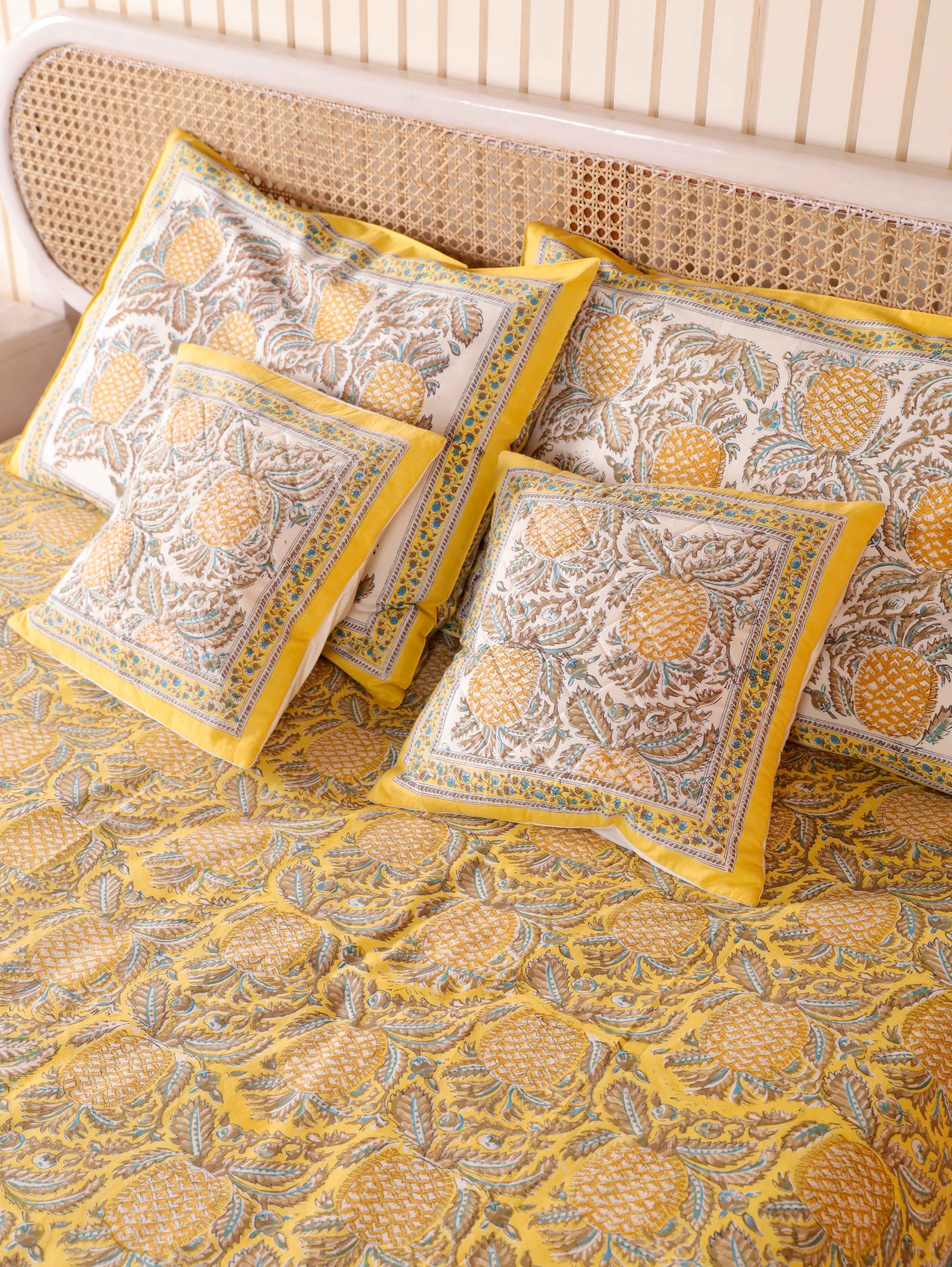Hand Block Print Jaipuri Cotton Bedsheet With Two Reversible Pillow Cover