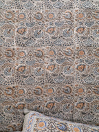 THE DARK GREY KASHYAB PRINT HAND BLOCK PRINT COTTON BEDSHEET WITH PILLOW COVER
