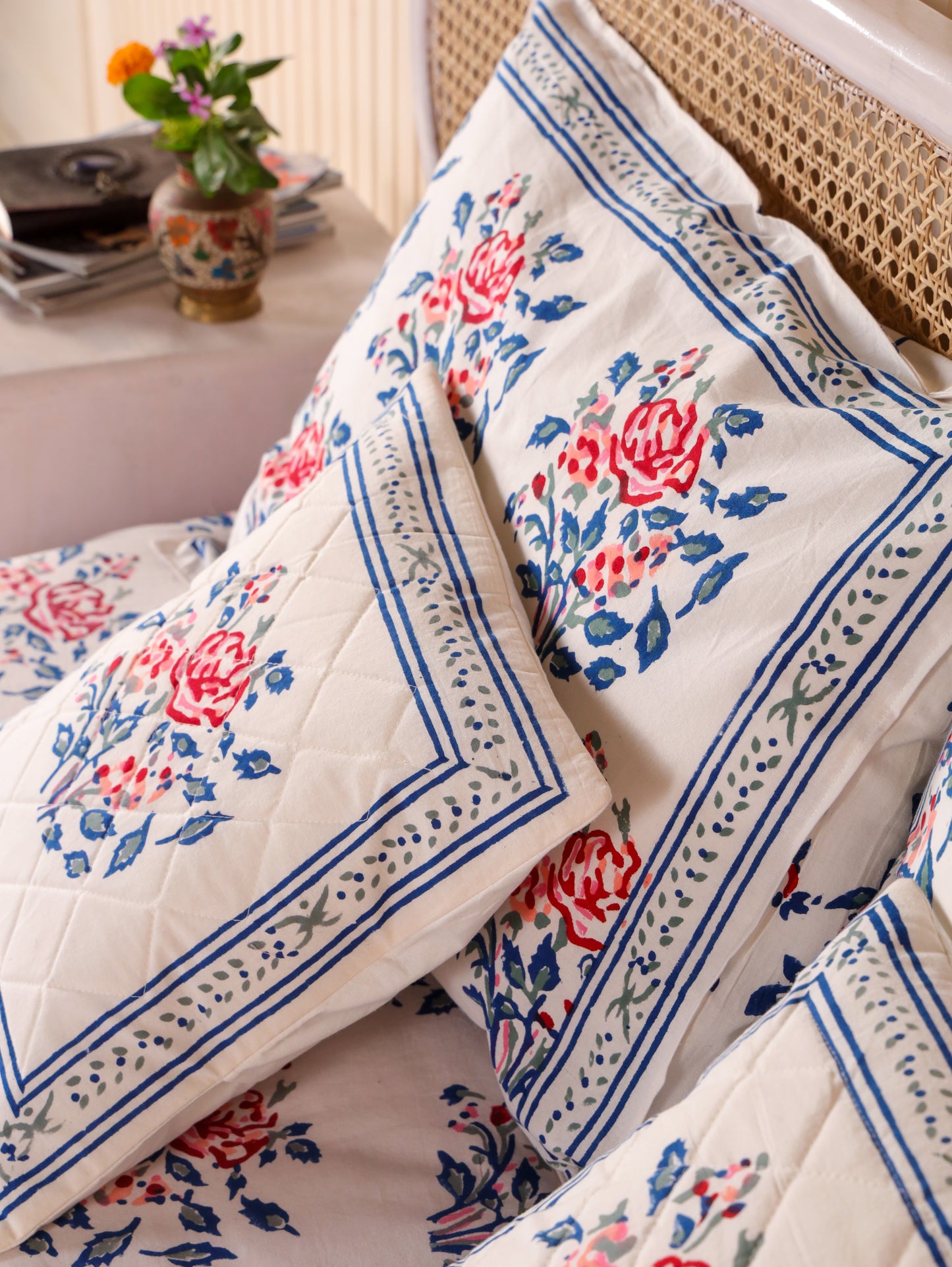 Hand Block Print Jaipuri Cotton Bedsheet With Two Reversible Pillow Cover