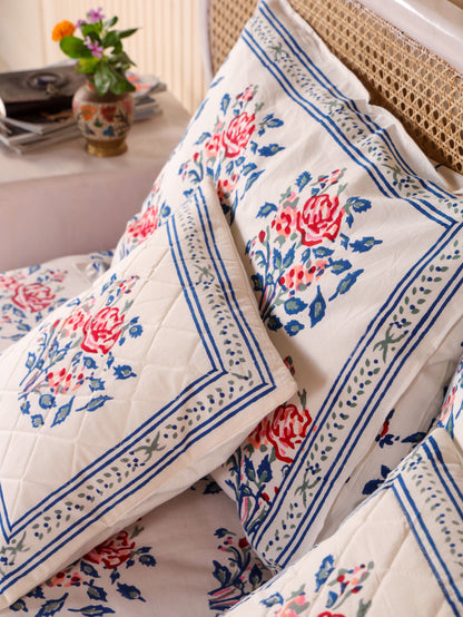 Hand Block Print Jaipuri Cotton Bedsheet With Two Reversible Pillow Cover