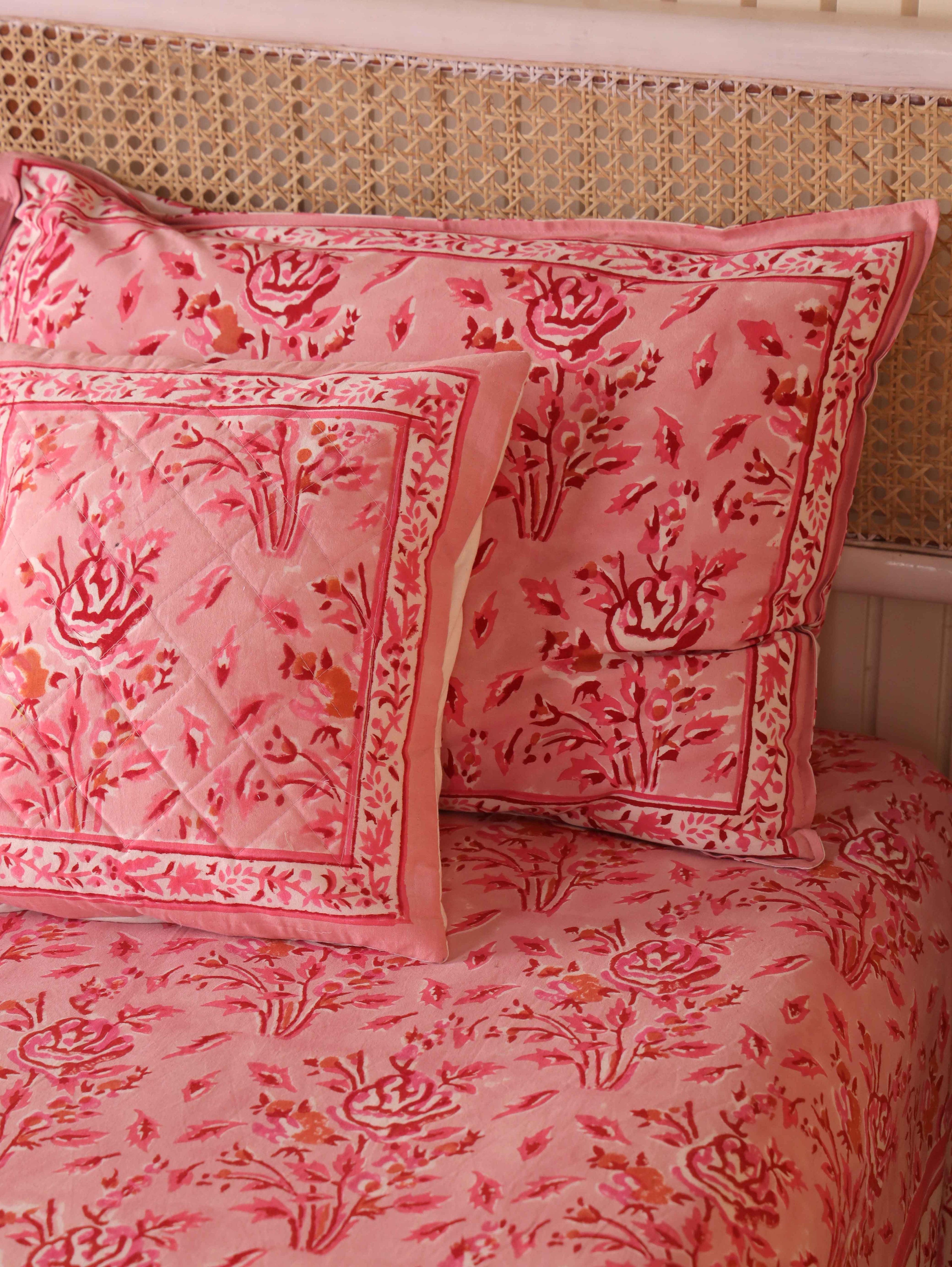 Hand Block Print Jaipuri Cotton Bedsheet With Two Reversible Pillow Cover