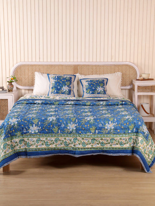 Hand Block Printed Reversible Jaipuri Quilt By Jaipur Hastkar