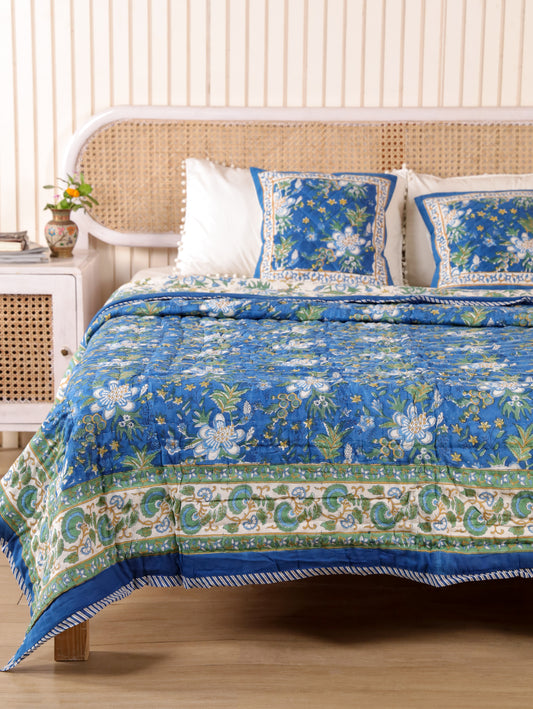 Hand Block Printed Reversible Jaipuri Quilt By Jaipur Hastkar