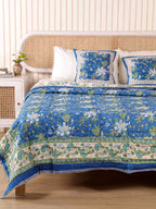 ROYAL INDIGO GLORY HAND BLOCK PRINT REVERSIBLE COTTON QUILT/RAZAI